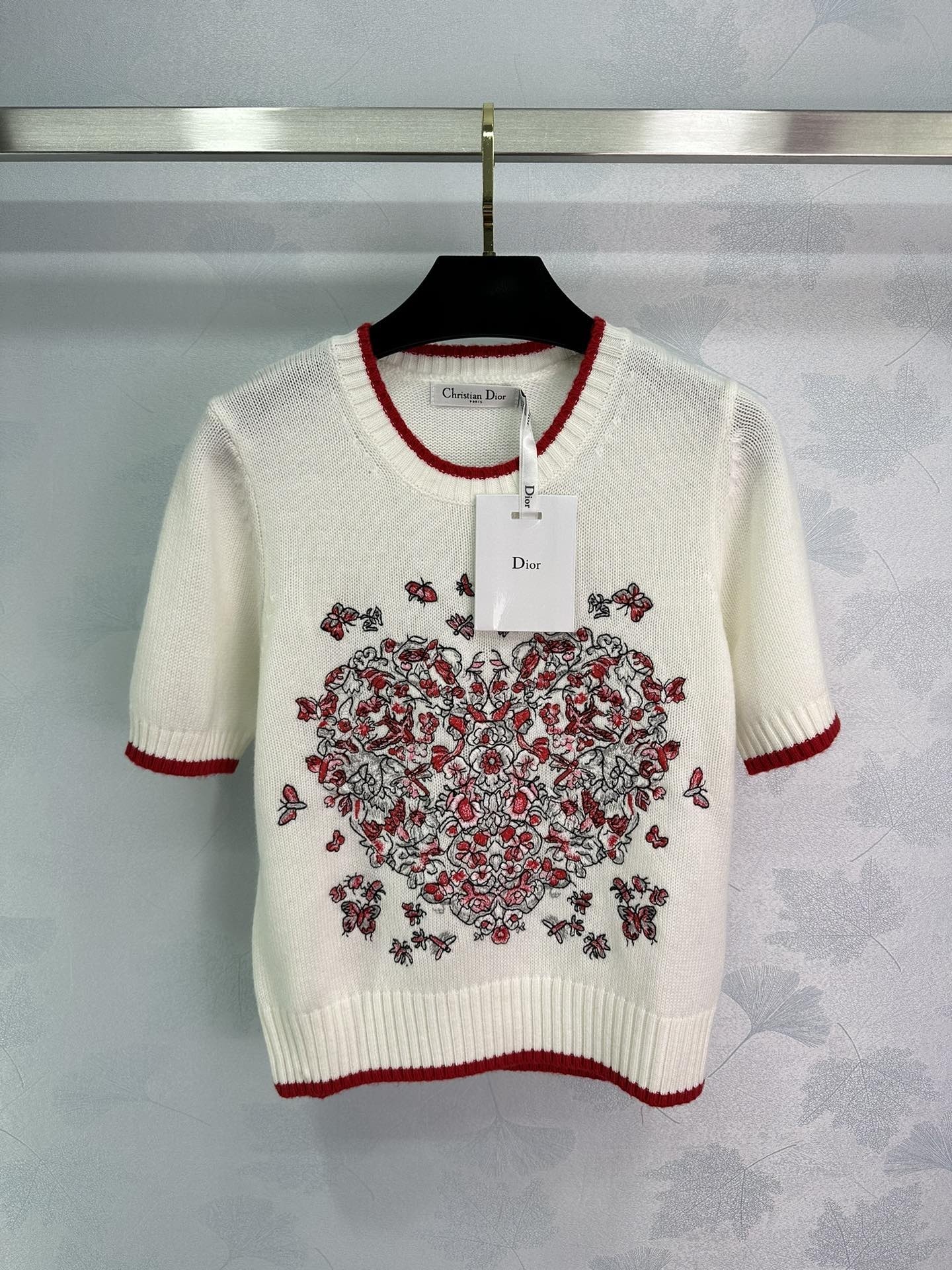 Dior Butterfly heart Knit Short-sleeve T-shirt