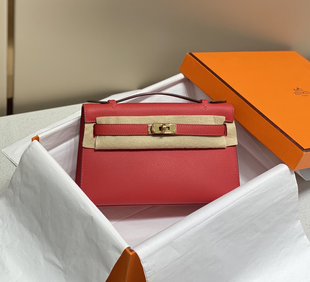 HERMES mini kelly pouchette_red