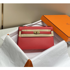 HERMES mini kelly pouchette_red