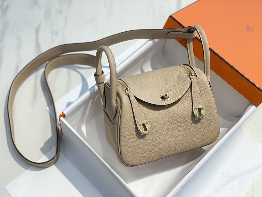 HERMES mini lindy_milk tea color